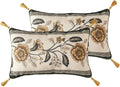 ISAENNE Design Linen Chinoiserie Rectangle Throw Pillow Covers 12"x20" Pack of 2 by Isaennehomedecoration