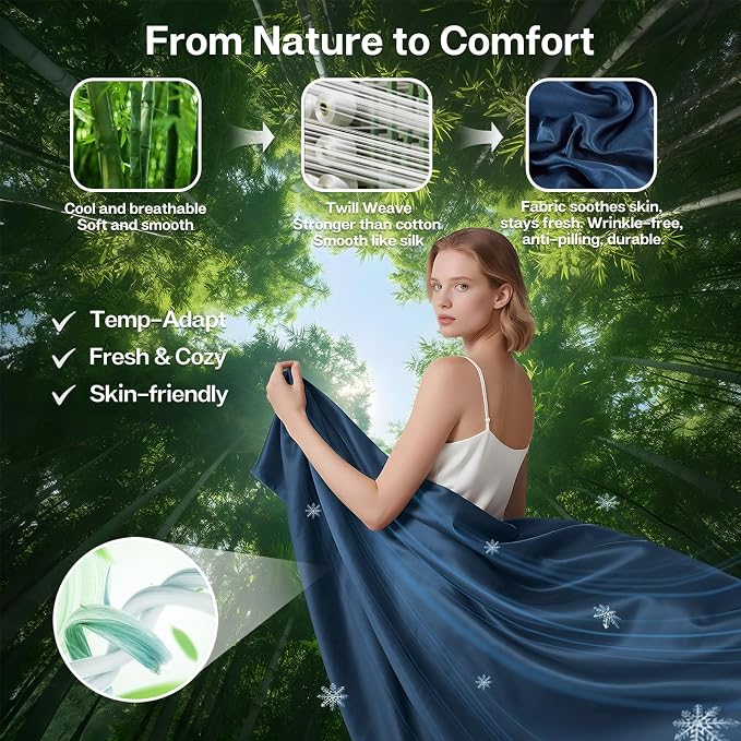 MR&HM California King Fitted Sheet, Ultra-Soft Rayon Derived from Bamboo & - Image 2