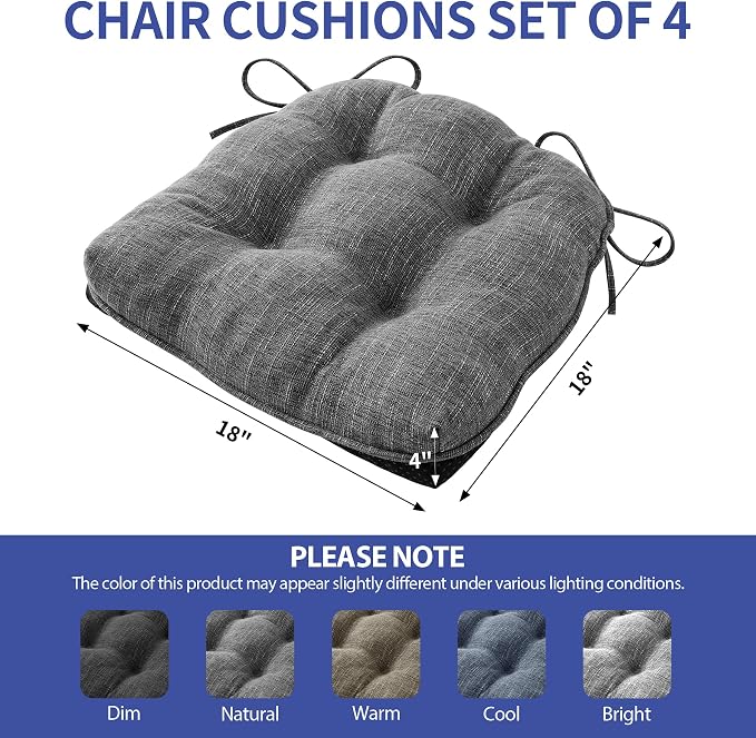 Chair Cushions for Dining Chairs Set of 4, Kitchen Chair Cushions, Chair Pads - Image 2
