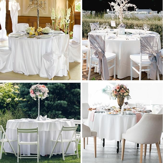 Round Tablecloth 132 Inch 10 Pack White Tablecloths Washable Decorative Linen - Image 4