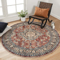 Lahome Oriental Washable Round Area Rug, Non-Slip Round Rugs 6ft Ultra-Thin by Lahome