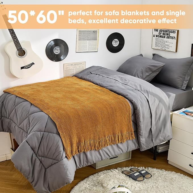 inhand Brown Throw Blanket for Couch Bed, Fall Home Decorative Soft Chunky - Image 3
