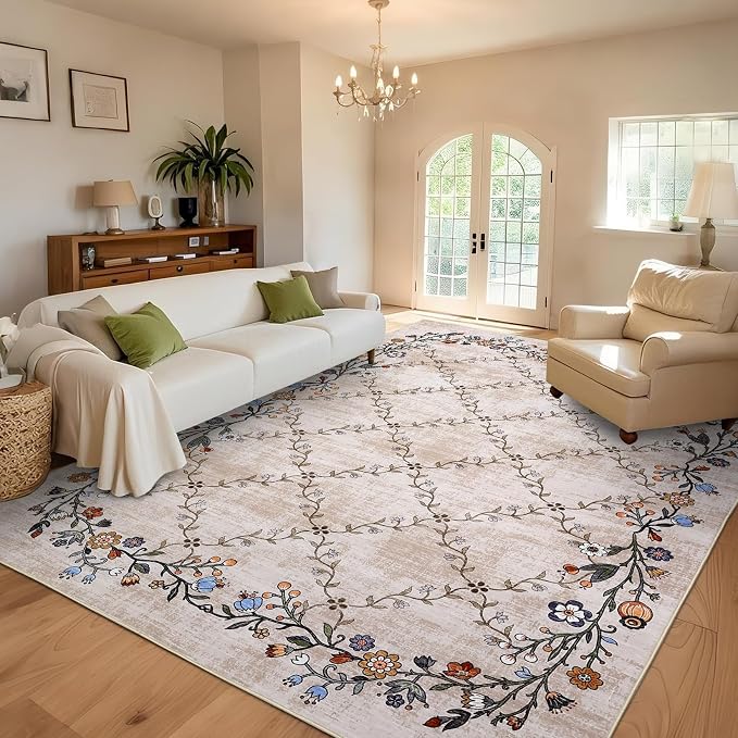 GarveeHome 9x12 Washable Floral Area Rugs by GarveeHome