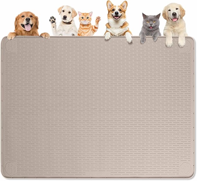 Dog Food Mat, Extra Large 50" x 35" Silicone Pet Feeding Mat by Bartuke