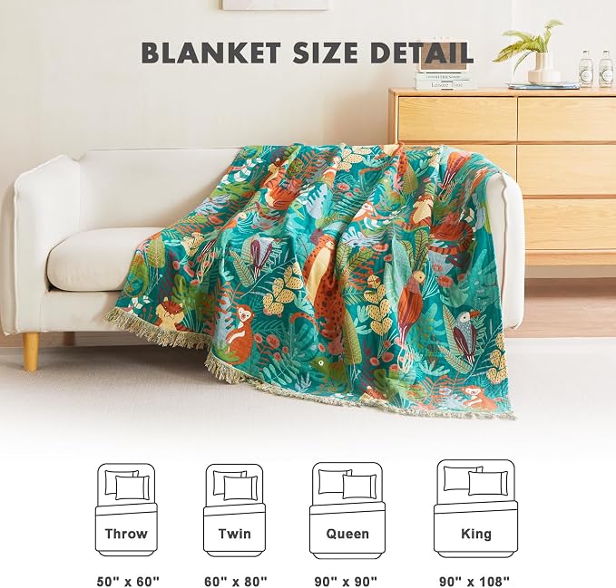 MSGKV Throw Blanket for Couch Cotton Animals Blanket 50"x60" Sofa Chair - Image 4