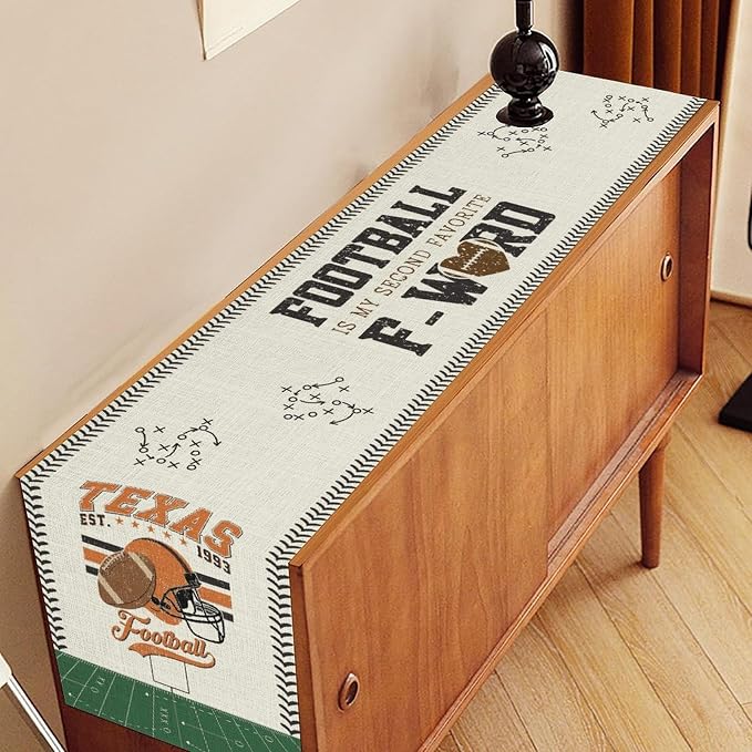 American Football Table Runner, Seasonal Rugby Boy Football Game Day Grass - Image 3