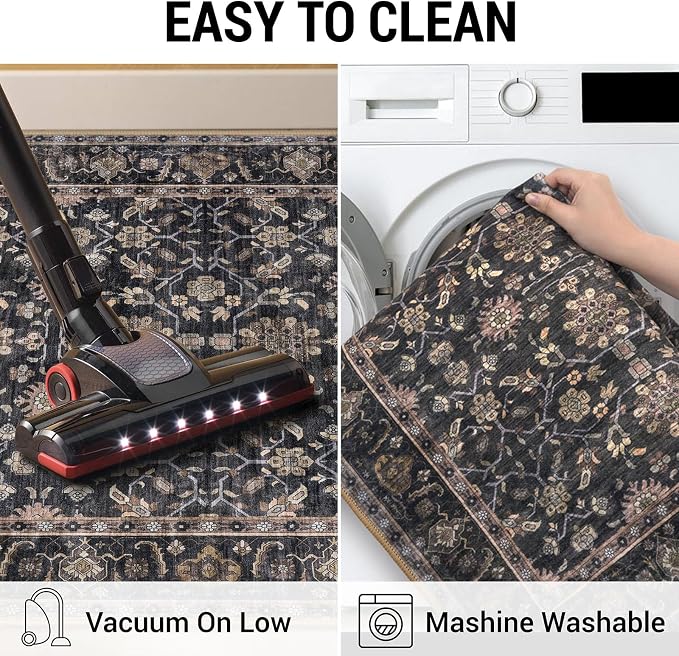 KUTA Runners for Hallways 2x6, Vintage Floral Rug Non-Slip Washable Kitchen - Image 5