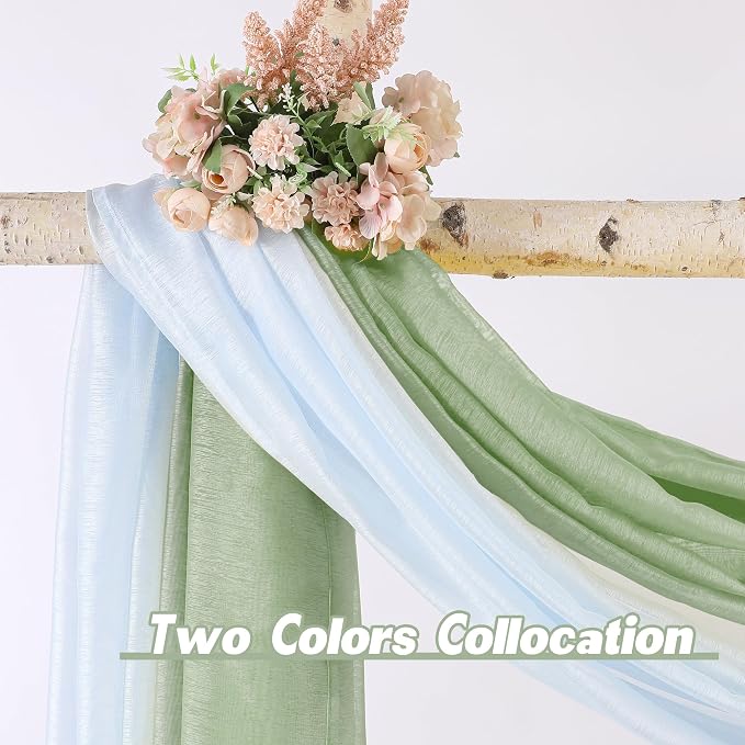 DONREN Sage Green Semi-Sheer Window Valance - Image 3