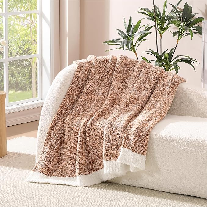 WRENSONGE Throw Blanket Cationic Dyeing Burnt Orange Soft Cozy Fluffy Warm Hand - Image 2