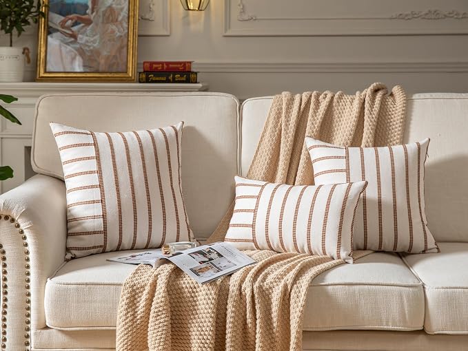 Caflife Boho Throw Pillow Covers 12x20 Set of 2 Soft Farmhouse Decorative Couch - Image 5