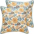 ISAENNE Design Square Simple Elegant Linen Throw Pillow Covers 18"x18" Pack of 2 by Isaennehomedecoration
