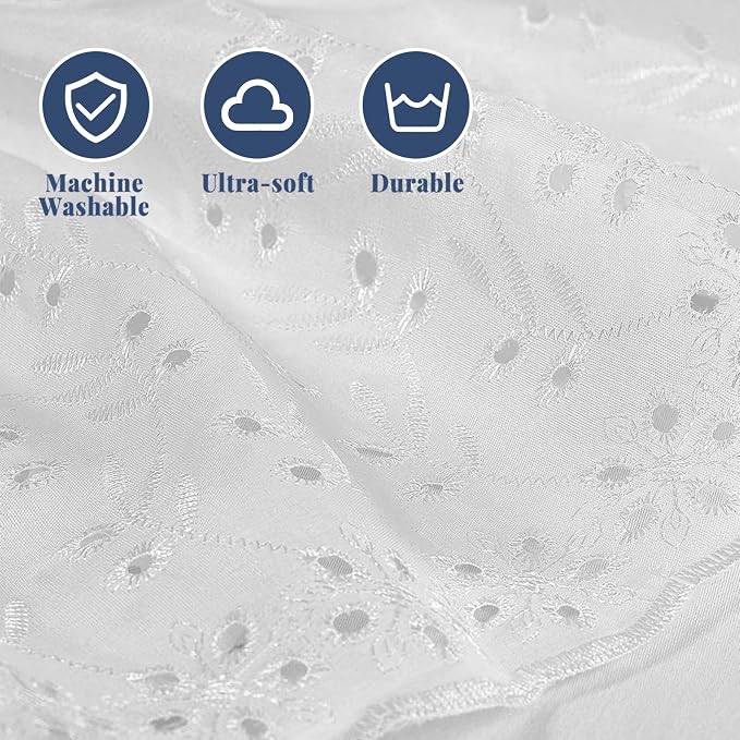 King Bed Skirt, Wrap-Around Elastic Ruffled Eyelet Bed Skirt King Size Dust - Image 6