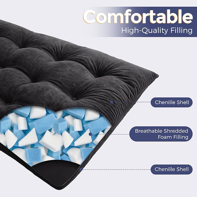 MAXYOYO Japanese Floor Mattress Queen Size, Thick Chenille Tatami Mat Sleeping - Image 6