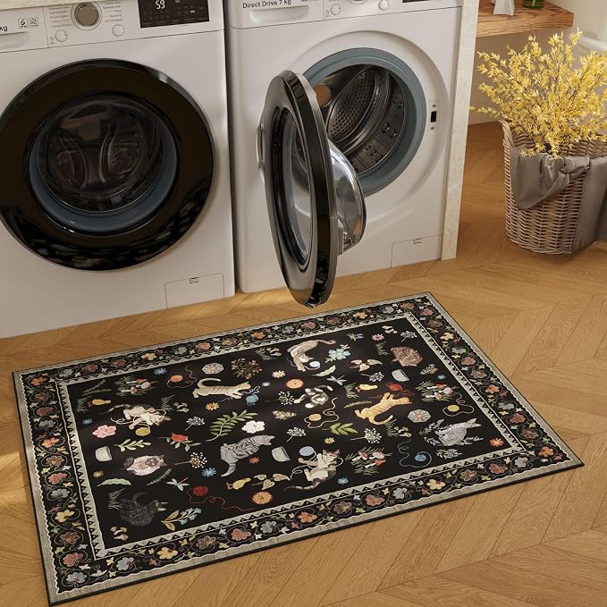 Rugcomf Door Mat Indoor Entrance 2x3 Rug Machine Washable Boho Floral Animal - Image 5