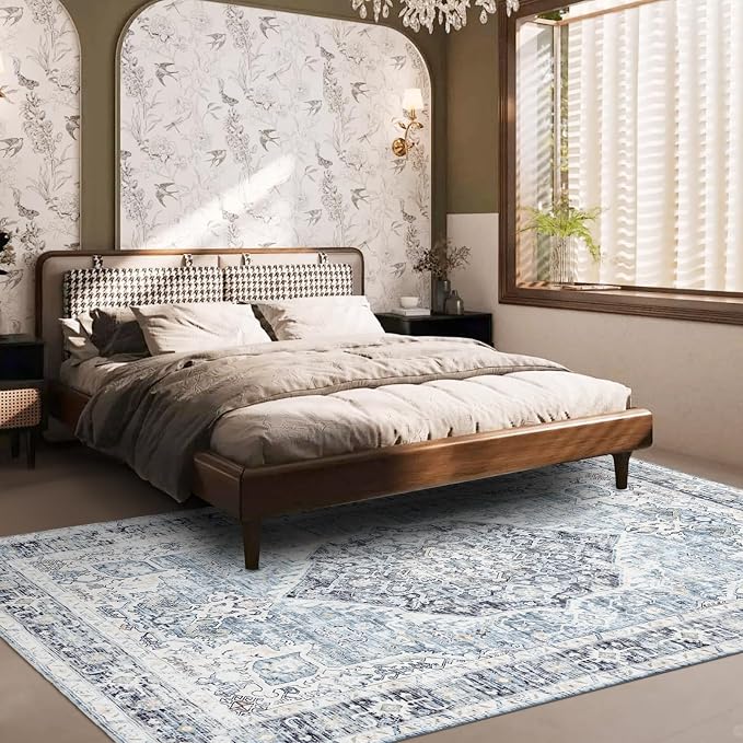 Area Rug 6×9, Large Vintage Boho Rug, Ultra-Soft Low Pile, Non Slip, Stain - Image 7
