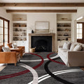 Rugshop Modern Wavy Circles Design Non-Shedding Area Rug, Carpet by Rugshop