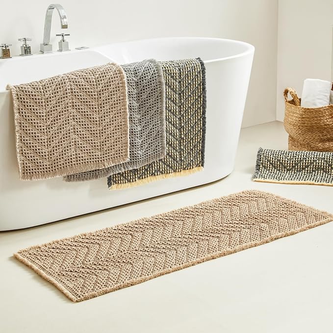 Boho Bath Mat BathDecor Rugs, Upgraded Waffle Bath Mat, Super Absorbent Non - Image 8