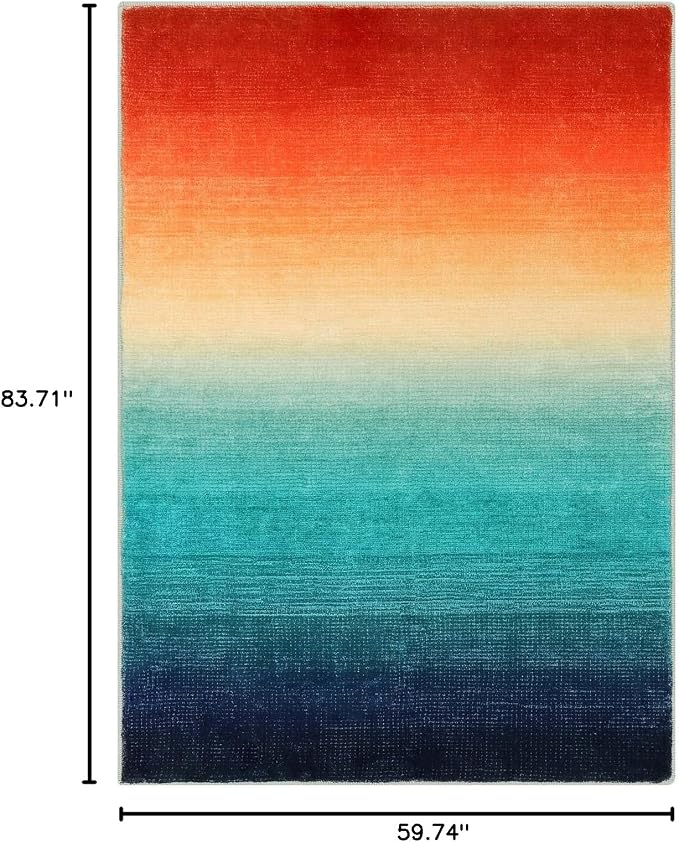 Wonnitar Colorful Area Rug 5x7, Washable Modern Ombre Christmas Rugs - Image 2