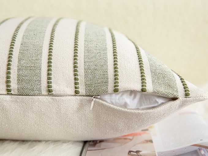 Decorative Boho Throw Pillow Covers, Farmhouse Textured Pillow Case, 18 x 18 - Image 5