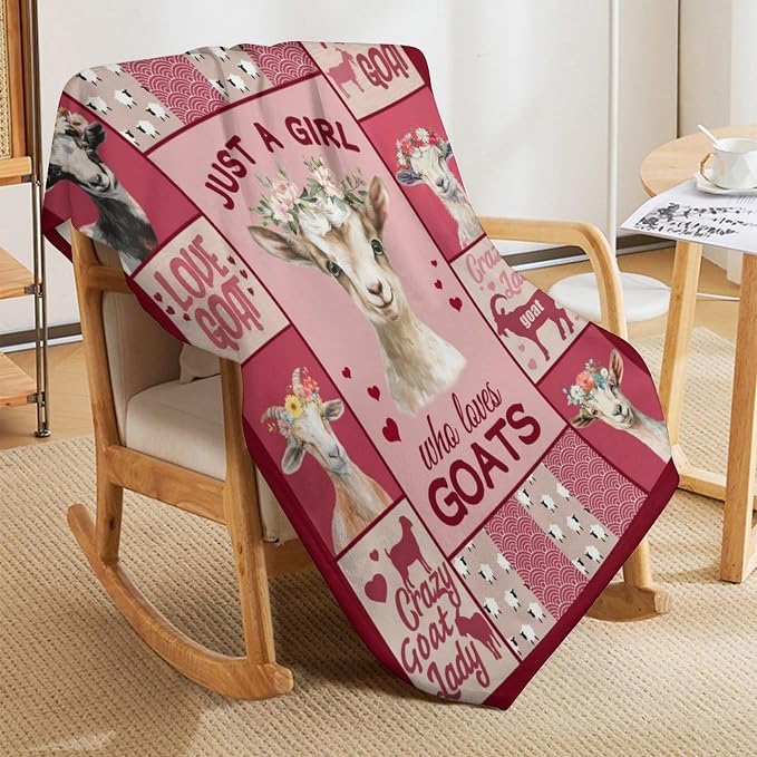 Goat Blanket Just A Girl Who Loves Goats Sheep Lamb Print Throw Blankets - Image 4