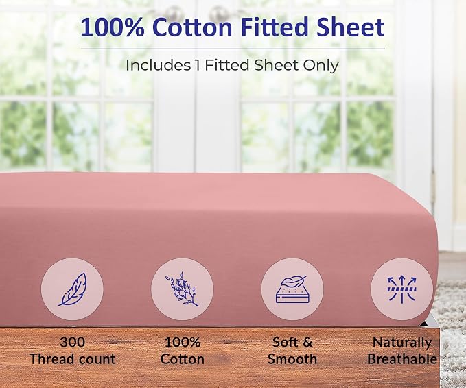 ROYALE LINENS 300 Thread Count 100% Long Staple Combed Cotton Fitted Sheet - Image 4