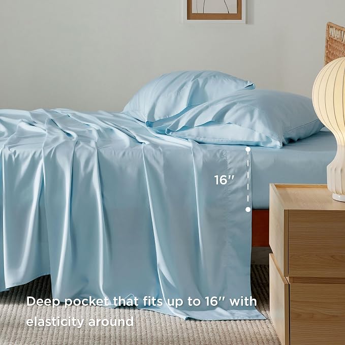 Bedsure California King Sheet Sets, Cooling Sheets, Rayon Derived from Bamboo - Image 4