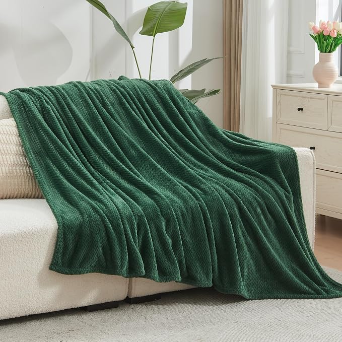 NEWCOSPLAY Super Soft Twin Blanket Dark Green Premium Silky Flannel Fleece - Image 3
