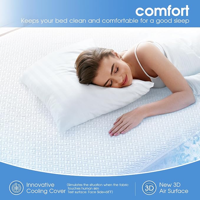Cooling Waterproof Mattress Protector Twin XL Size, Mattress Cover 3D Air - Image 3