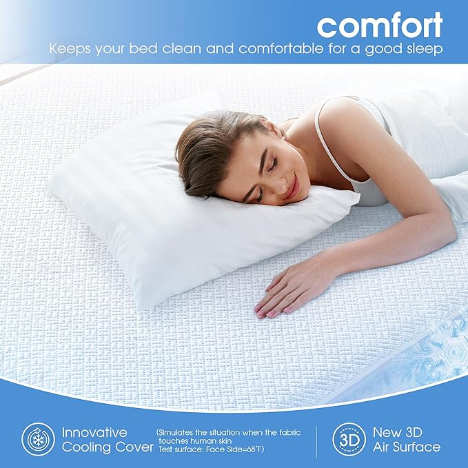 Cooling Waterproof Mattress Protector King Size, Mattress Cover 3D Air Fabric - Image 3