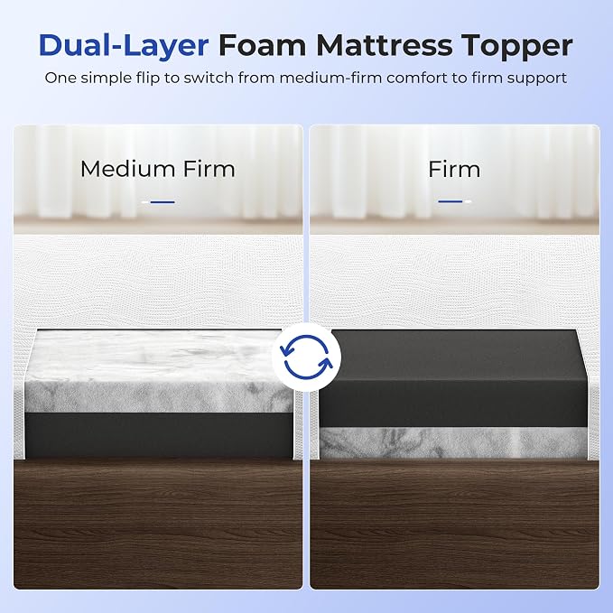 Cooling Mattress Topper King Size 3 Inch, Cooling Gel & Bamboo Charcoal Memory - Image 6