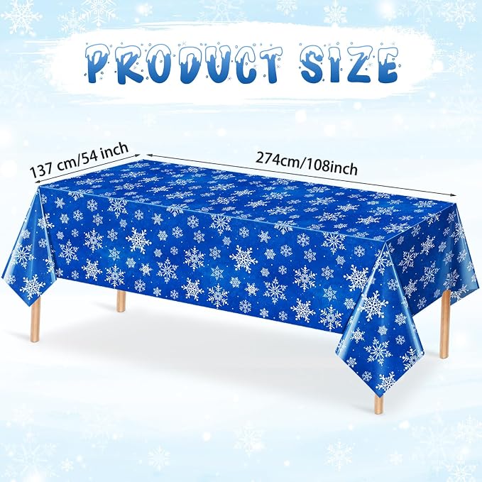 Jectivs 6 Pieces Christmas Snowflake Plastic Party Tablecloth Decorations - Image 2
