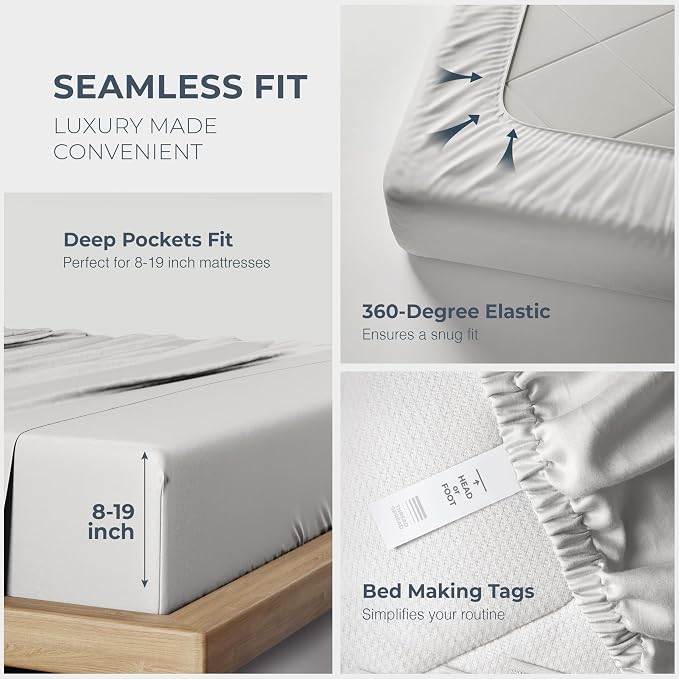 THREAD SPREAD 100% Egyptian Cotton Sheets King Size Bed Set - Image 5