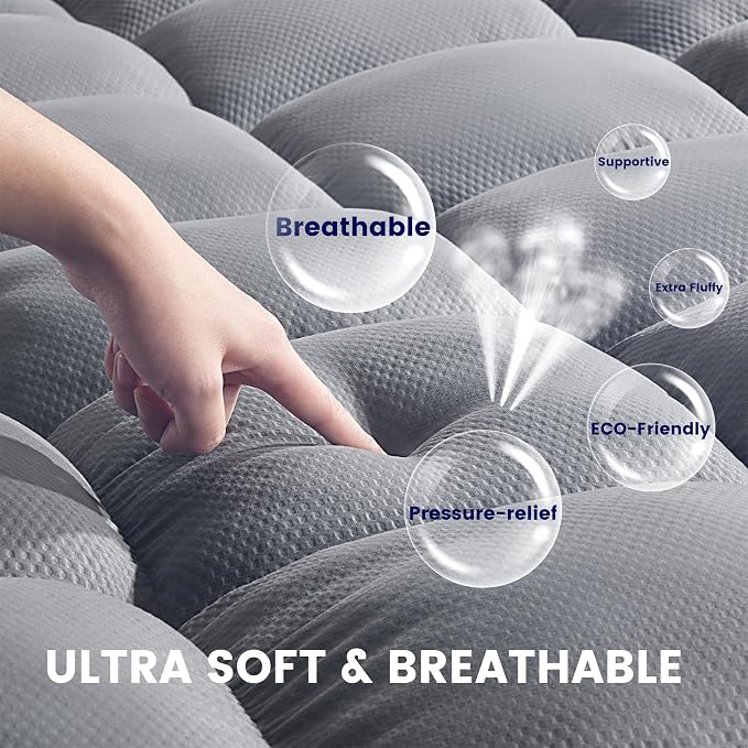 SLEEP ZONE Mattress Topper Twin XL Size, Extra Thick Fitted Mattress Pad - Image 4