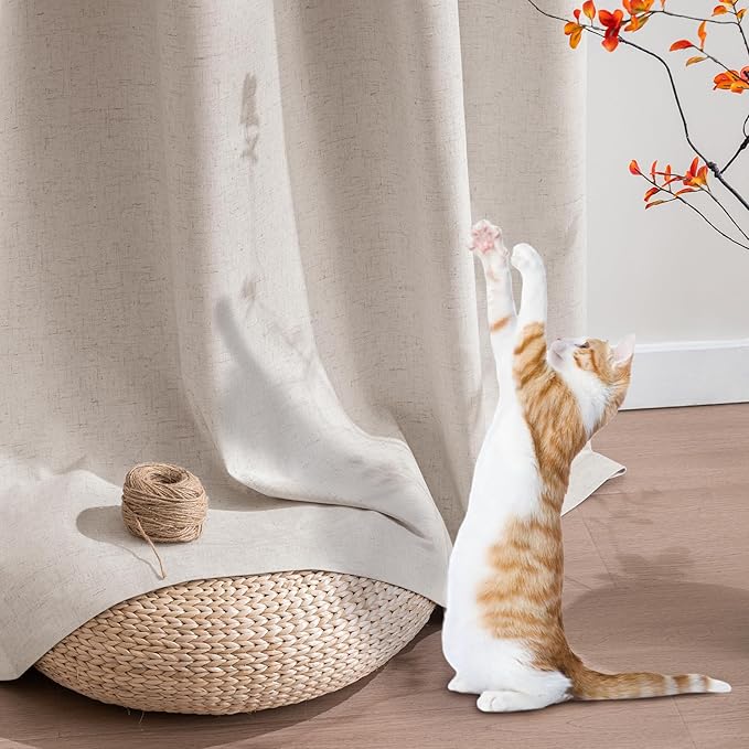 PrinceDeco Nature Linen Blackout Curtains 96 Inch Long Thermal Insulated - Image 5