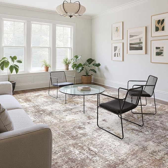 Washable 7x9 Area Rug: Modern Abstract Soft Non-Slip Indoor Rugs Home Decor - Image 8