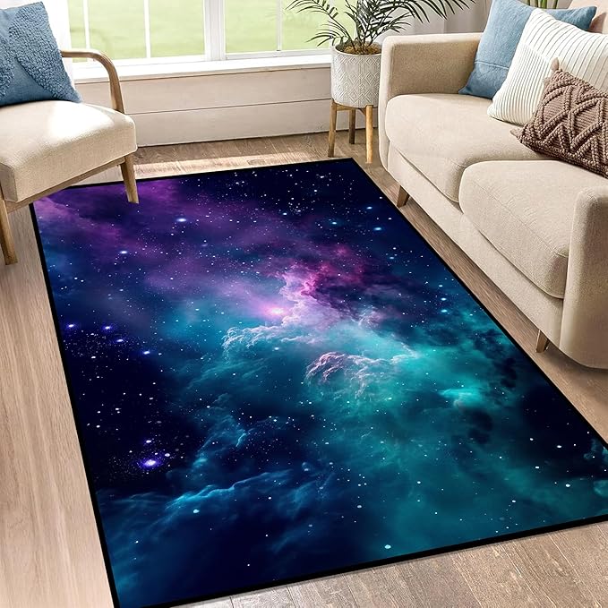 2'7" x 3'11" Galaxy Area Rug Dark Blue Outer Space Doormat - Image 5