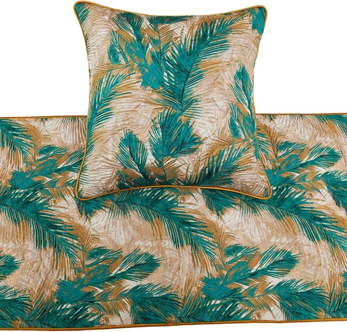 The HomeCentric King/Queen/Twin Green Decorative Queen 74"x18" Bed Runner - Image 2