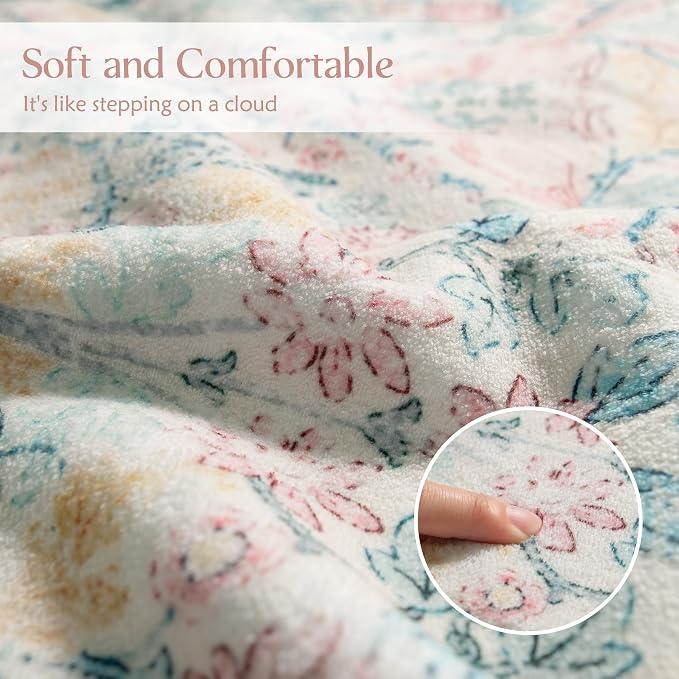 MUJOO Pink 5x7 Area Rugs, Floral Washable Rug - Image 6