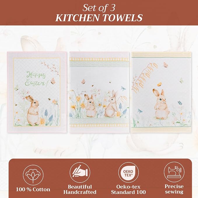 Maison d' Hermine Kitchen Towels Set of 3 100% Cotton 27.50" x 20" Reusable - Image 2