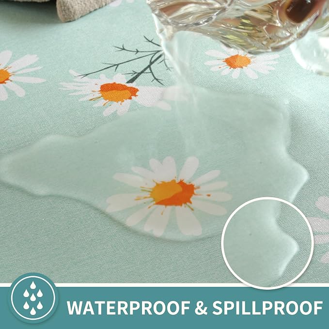 Square Table Cloth, 100% Waterproof Tablecloth OilProof SpillProof Vinyl Table - Image 3