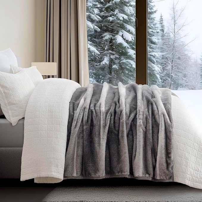 EVERGRACEHOME Ultra Soft Luxury Fluffy Mink Faux Fur Throw Blanket, Thick Warm - Image 2