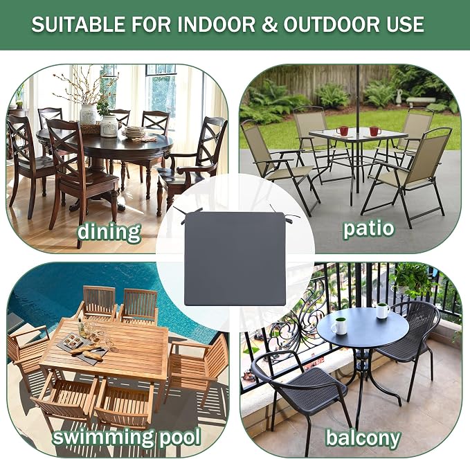 Outdoor Chair Cushions Set of 2: Waterproof & Fade Resistant Seat Cushion - Image 7