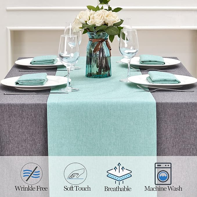Mebakuk Linen Farmhouse Table Runner Large Burlap Style Soft and Waterproof - Image 4