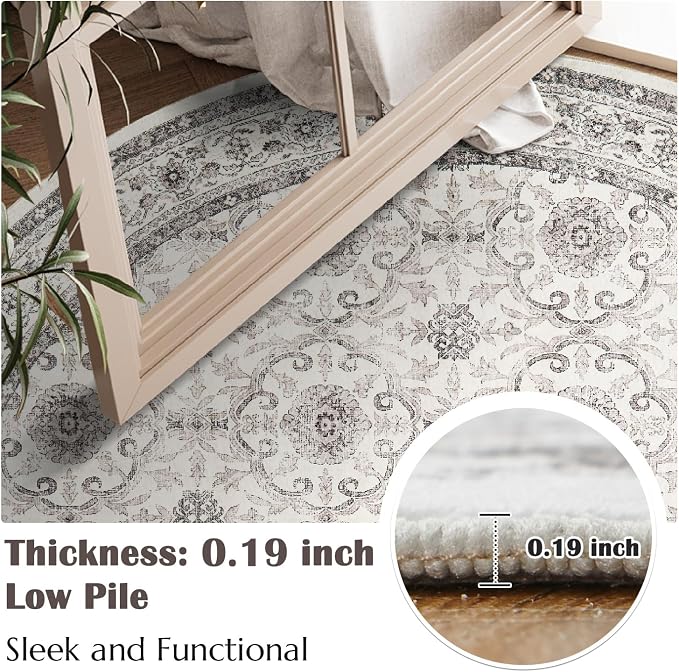 jinchan Round Rug 8ft Washable Circle Soft Rug - Image 7