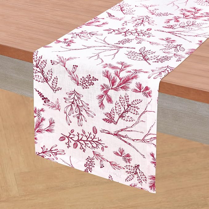 Solino Home 100% Pure Linen Christmas Table Runner 144 Inches Long - Image 2