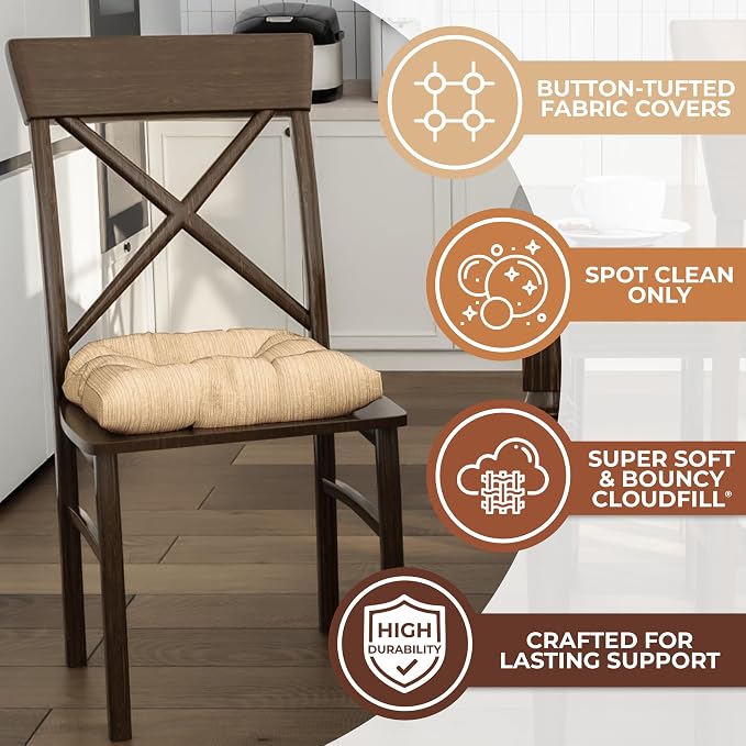 Klear Vu Gripper Overstuffed Universal Non-Slip Dining Chair Cushions - Image 2