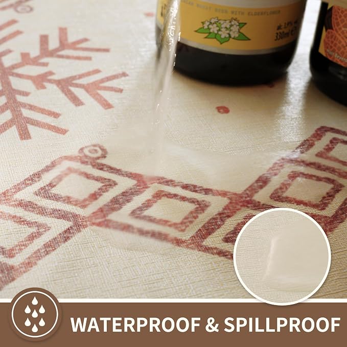Rectangle Table Cloth, 100% Waterproof Tablecloth Oil Proof Spill Proof Vinyl - Image 2