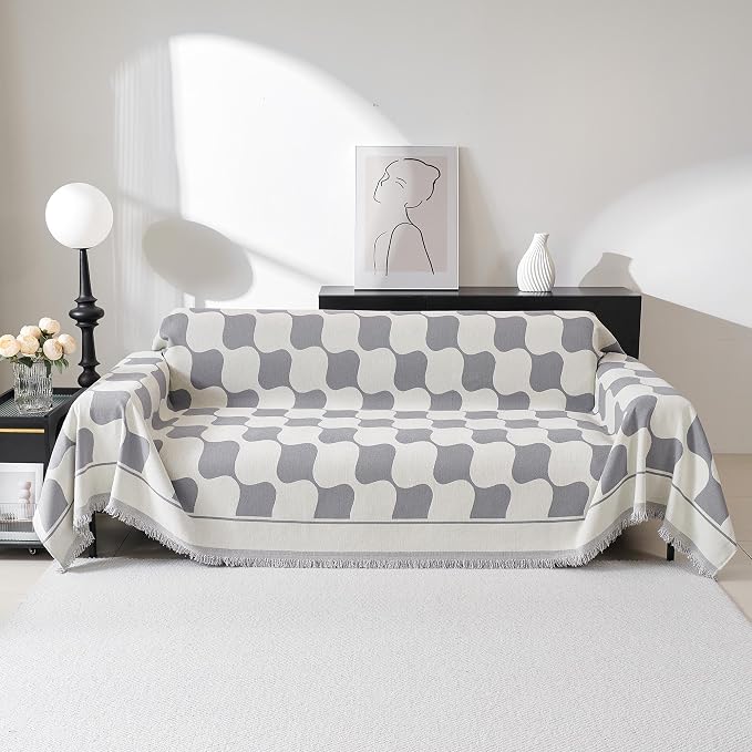 MEETSKY Couch Cover for Dogs Grey Couch Covers for 3 Cushion Couch Sofa Simple - Image 2