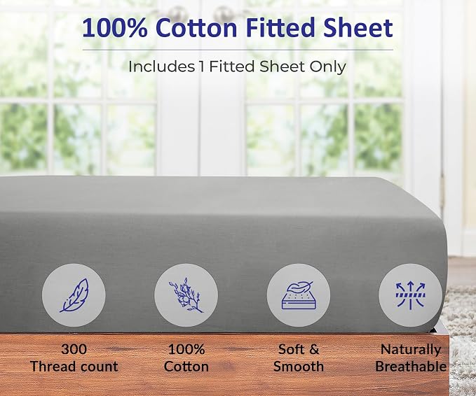 ROYALE LINENS 300 Thread Count 100% Long Staple Combed Cotton Fitted Sheet Full - Image 3