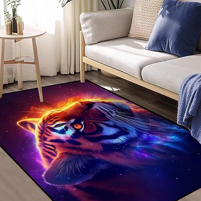 Galaxy Tiger Rug 3D Fierce Tigers Area Rugs - Image 5